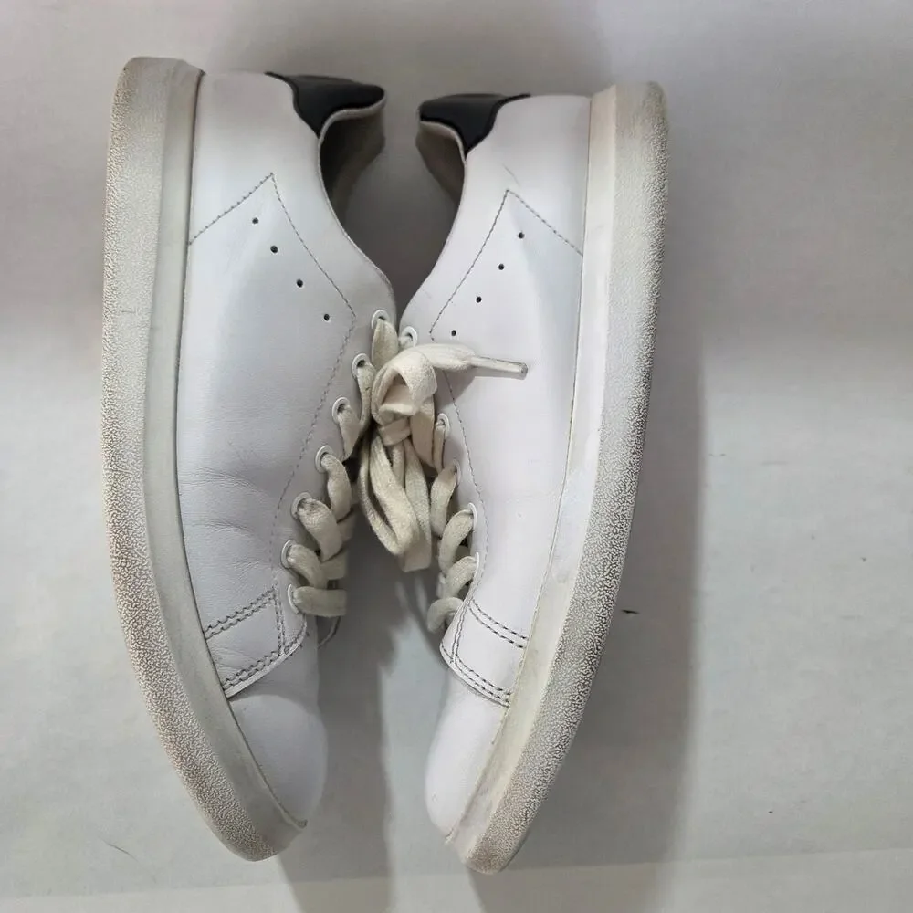 Tory Burch Howell Court Low Top Leather Sneakers Titanium White Black Sz 8